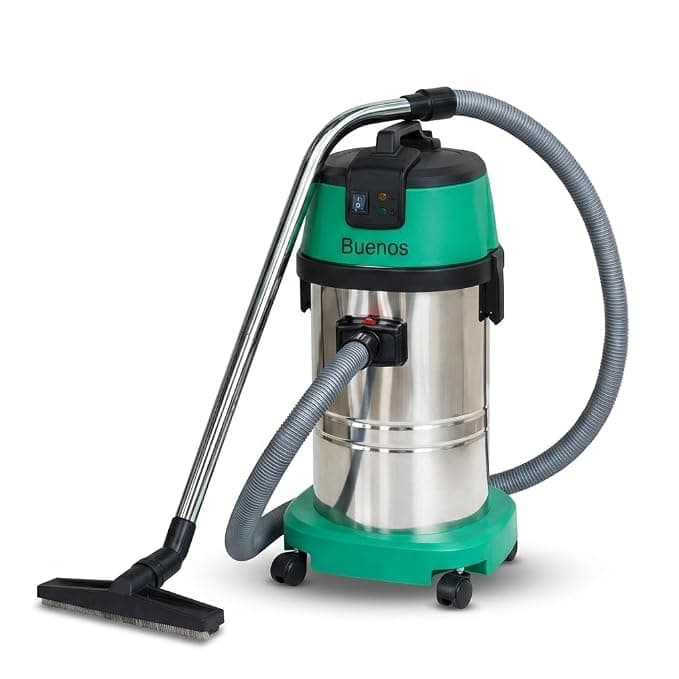 Buenos-Industrial Vacuum Cleaner,Wet & Dry.High Performance Motor for Long Workings.SS-Body & Suction Tubes.4-Rotating Wheels.Washable Filter.68db Sound.38mm Hose Pipe.53L/min Airflow.(30Ltr Capacity)