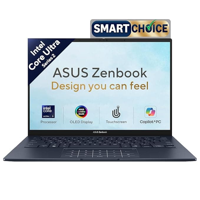 ASUS Zenbook 14 (2026),Smartchoice,Intel Core Ultra 9 285H,32GB RAM,1TB SSD,OLED,Touchscreen,14"(35.5 cm),Win 11,M365 Basic(1Y)* Office 24,Ponder Blue,1.28 Kg,UX3405CA-QL1016WS,Thin & Light Laptop