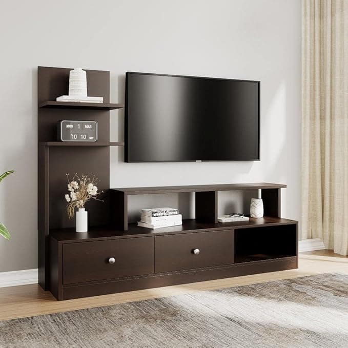 Nilkamal Aroy Engineered Wood TV Unit with Shelving Storage TV Unit (Wenge)