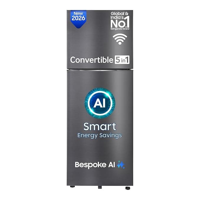 Samsung 419 L, 3 Star, Convertible 5-in-1, Digital Inverter, Frost Free Double Door, Bespoke AI WiFi Refrigerator (RT45HG6A43B1HL, Black DOI, 2026 Model)
