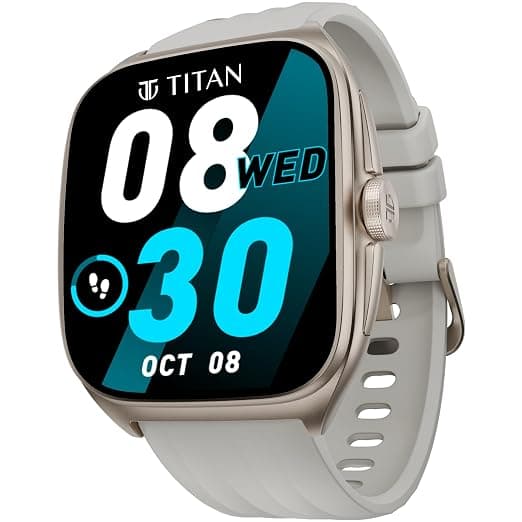 Titan Evolution Smartwatch Comes with 1.85” AMOLED Display with 390 * 450 Pixel Resolution|SingleSync BT Calling|AI Voice Assistant|100+ Sports Modes and Watchfaces|Upto 7 Day Battery|IP68