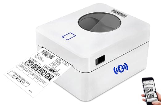 PeriPeri 4inch USB+BT Direct Thermal Label Printer Printer for Any Size Shipping Labels Barcodes Compatible with Android iOS Windows (USB+BT)