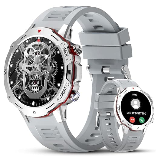 Nervfit Blaze Smartwatch 1.4" TrueColor+LED, Bluetooth Calling, IP67 Waterproof, Heart Rate & SpO2 Monitor, Sleep & Stress Tracking, 7-Day Battery, Fitness & Sports Modes (Silver Grey)