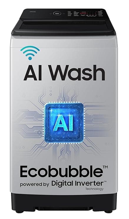 Samsung 8 Kg, 5 Star, AI Wash, AI Energy Mode, Wi-Fi, Ecobubble, AI VRT+, Super Speed, Soft Closing Door, Digital Inverter, Fully-Automatic Top Load Washing Machine (WA80F08S2LTL, Lavender Gray)